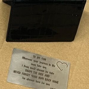 Son Black Crocodile Pattern Wallet with Engraved Card